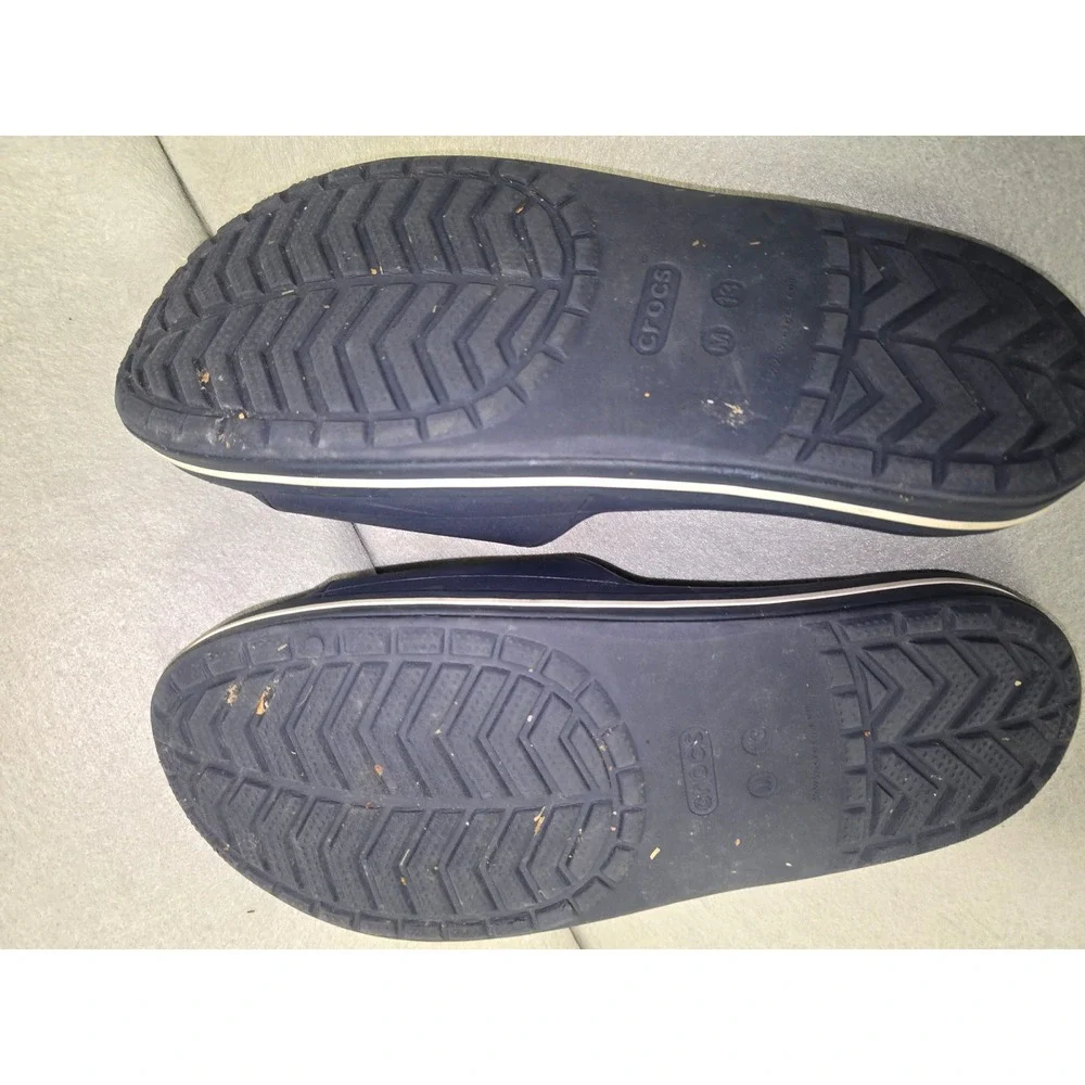 Crocs Slides Navy Blue White Mens Size 13 Sporty Sandals